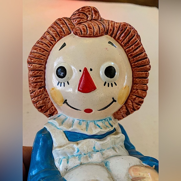 Vintage Raggedy Ann and Andy Chalk-ware Bookends Collectible - Picture 11 of 16